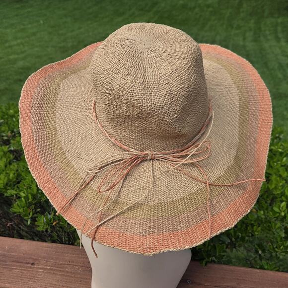 Scala Ombre Raffia Style Packable Sun Hat Boho Resort Beach Floppy Brim